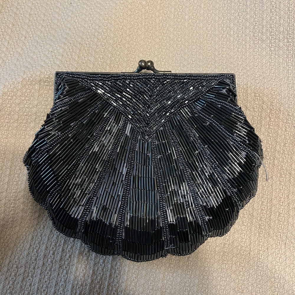 Small beaded black evening bag